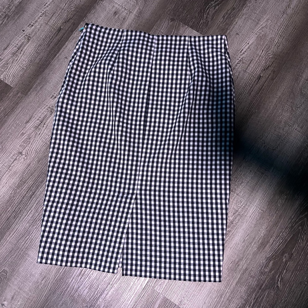 Ralph Lauren Black and White Gingham Pencil Skirt - Picture 2 of 6